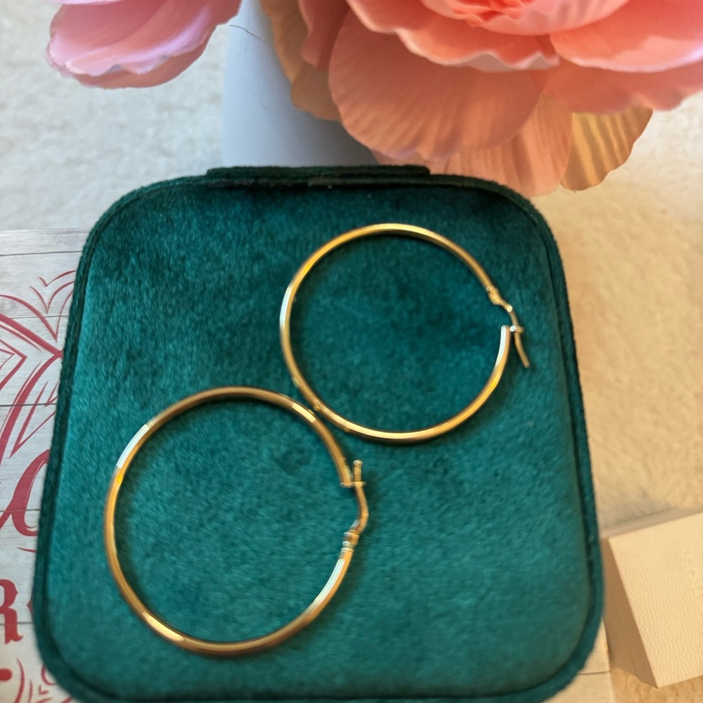 18k Real Gold Hoop Earrings